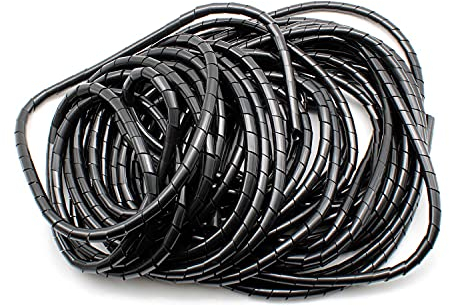 TIANLIN Tubo de Recogida de Cables, 11 Metros de Negro Cable Tidy Wrap, Banda de Envoltura en Espiral para Organizar Cables para Ordenadores, Cables de Coches (Diámetro 10mm, Negro)