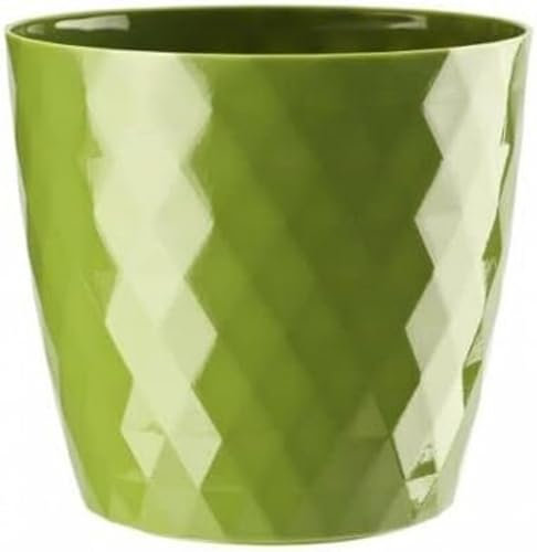 B2C Flowerpot Round Plastic plant pot Crystal Modern Decorative Small Medium Large 7 sizes 9 coolours (Green, 25 cm)