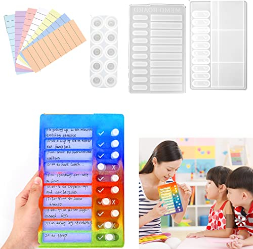 Koonafy Tagebuch harzformen Notebook Resin Mold silikonformen epoxidharz Memoboard with 7 Stück austauschbares Notizpapier für zeitlicher Ablauf DIY Decoration (white)