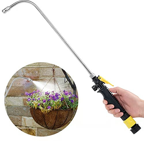 Baguette d'arrosage à brume pour paniers suspendus, 63,5 cm avec buse réglable, outil de nettoyage des fenêtres de voiture pour animaux de compagnie, idéal pour arroser les plates-bandes, les plantes