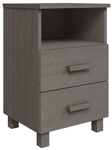 vidaXL Nachttisch 2 Schubladen 1 Fach Nachtschrank Nachtkonsole Nachtkommode Schlafzimmer Schrank Kommode Hellgrau 40x35x62cm Massivholz Kiefer