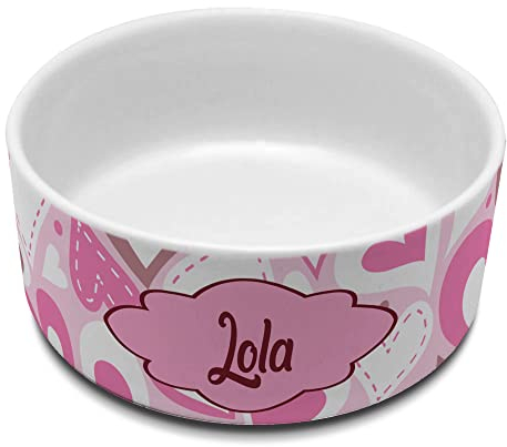 Cuenco para Perros. Comedero Perro. Comederos y Bebederos con Nombre. Comedero Personalizado. Cuenco Cerámica. Volumen 650ml. Corazones