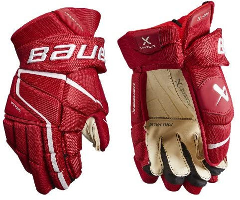 Bauer Vapor 3X Pro Handschuhe Intermediate, Größe:12 Zoll, Farbe:rot/weiß