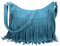 Sunwel Fashion Damen-Hobo-Tasche mit Fransen, Western-Geldbörse, Umhängetasche, veganes Wildleder, Quaste, Hippie-Umhängetasche, Türkis, Blau