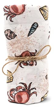 hutch&putch Mulltuch Bio Baumwolle 120x120cm - 100% Bio-Baumwolle - Spucktuch - Pucktuch - Kuscheltuch - Wickeltuch - Baby - Neugeborene - Geschenk zur Geburt (Sealife)