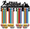 CREATCABIN Appendiabiti Medaglie Trail Running Porta Medaglie Sportive Parete in Legno Nero Appendiabiti Telaio Gancio Espositore Nastro per Casa Distintivo 2 Riga 20 medaglie Corridore Atleta Regalo