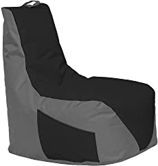 Momiralland Gaming Sitzsack - mit Lehne Sitzkissen - Beanbag - mit Reißverschluss - BodenKissen Sessel In- & Outdoor geeignet - Gaming mit PC Xbox & PlayStation (Anthrzit - Schwarz, Sitzsack)