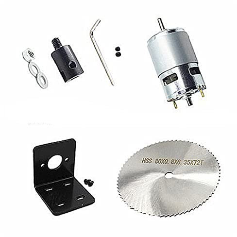 BGNERY Engine Model 775 Table Saw Kit 12-24V High Power DIY Motor Kit Table Saw Motor Small Lathe Motor Band Drill Motor Power Tools Motor DIY tools (Color : 80mm saw blade kit (no power supply))