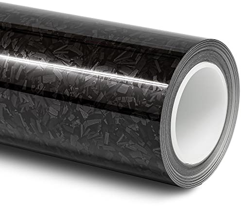 Folindo® 3D Forged Carbon Autofolie Schwarz Glanz (21,84€/m²) | 5 x 1,52 m | Selbstklebende Luftkanal Folie zur Auto Folierung | Blasenfrei