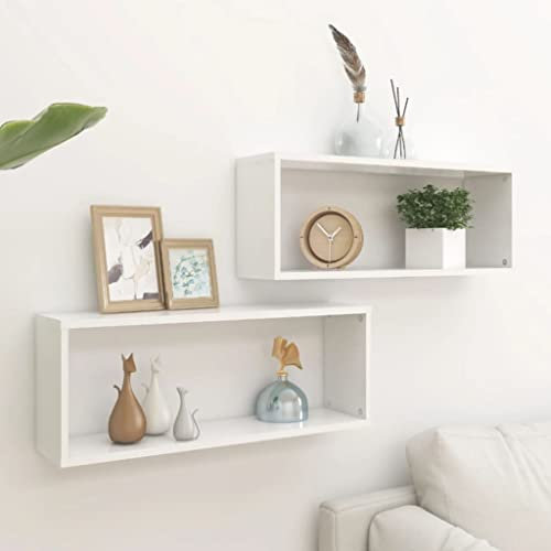 INLIFE Würfelregale 2 STK. Weiß 60x15x23 cm Holzwerkstoff,5.75kg,807133