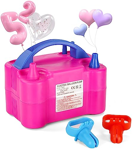 Pompa elettrica per palloncini con 2+2 ugelli, 2 modalità di funzionamento Gonfiaggio intelligente, 220 Volt 600 Watt, adatto per feste, matrimoni, decorazioni di compleanno