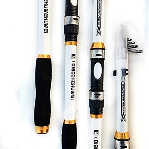 Allround Angelrute 2.1M -3.6M Carp Fishing Rod Carbon-Faser-Teleskop Angelrute Angelrute Einsteiger (Color : White, Size : 2.4 m)