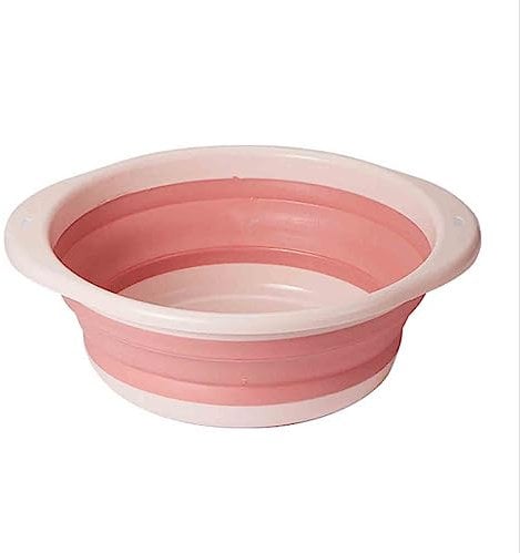 Collapsible Washing Up Bowl Plastic Camping Washing Up Bowl Folding Basin, Folding Washing Up Bowl, Travel Folding Basin, Household Portable Washbasin, Laundry Basin (S, Pink)