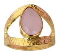Veracity Jewelry Rose Quartz Rings For Women Girls - 18k Gold Plated Rings - January Birthstone Handmade Jewellery - Gift For Her Birthday Anniversary Wife Mom Girlfriend Sister