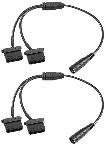 YACSEJAO 12V DC to 4-Pin Molex Y Splitter Cable 2 Pack DC 5.5mm x 2.1mm Female to 4-Pin Molex 1 to 2 PC Fan Adapter Cable(11.8in/30cm)
