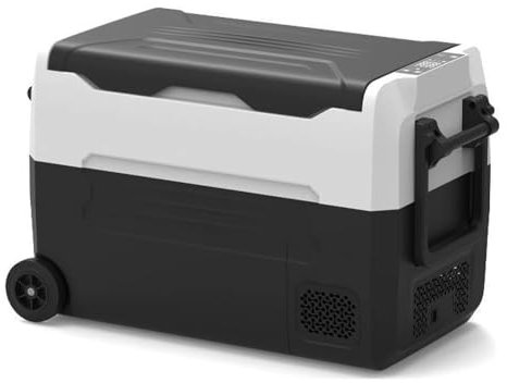 QINGDONGDZA RV 12 Volt Car Refrigerator Dual Zone, Portable Freezer Fridge APP Control with LED display12/24V DC and 100-240V AC for Outdoor, Vehicles, Camping, Travel,Black and white,D