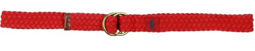 POLO RALPH LAUREN Herren Gürtel mit Lederbesatz, Baumwolle, geflochten, Rot, Rot/Ausflug, einfarbig (Getaway Solids), S