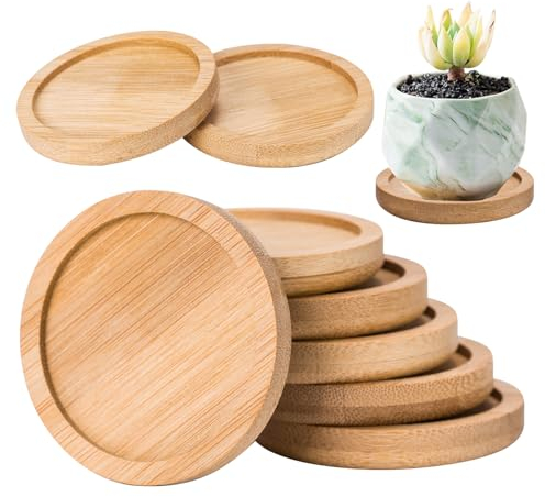 8 Pezzi Sottovaso,Sottobicchieri per Piante di Bambù,Sottovasi Rotondi Diametro 6.5 cm,Mini Sottobicchieri per Tazze,Piccoli Vasi di Fiori e Candele