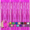 3pcs Tinsel Curtain Hot Pink Glitter Foil Door Curtain Party Backdrop,3.2x6.5ft Metallic Foil Fringe Curtain Streamers Shimmer Curtains Tassel Backdrop Decorations for Girls Birthday Hen Barbie Party