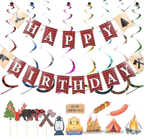 Cabilock 2 Juegos De Pancartas De Cumpleaños Decoraciones Para Barbacoa Letreros De Cumpleaños Para Celebraciones Alegres