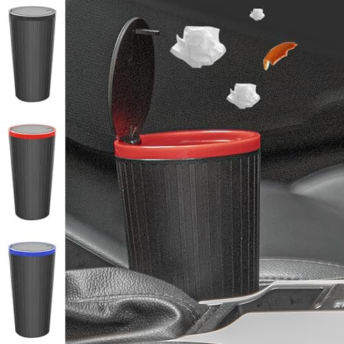 Jlobnyiun 1/3pc Car Trash Can, Car Garbage Can, Car Garbage Container With Cup Holder, Portable Car Trash Bin, Auto Small Trash Bin For Home, Multifunctional Storage Bin, Abs, Black, Red, Blue
