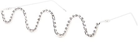 Naimo Strass Brillengestell Keine Linse Brillen Diamant Dekor Halbes Brillengestell Metallrahmen Brillen ohne Gläser