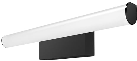 kalb | LED Spiegelleuchte, Rund, Wandlampe 230VAC, Badezimmer Leuchte Chrom oder Schwarz - Modernes Ambiente, Energiesparend, Spritzwassergeschützt (Schwarz - Warmweiß, 300mm)