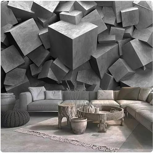 Fototapete 3D Effekt Tapete 3D Stereoskopische Abstrakte Weltraum Zement Wandmalerei Wohnzimmer Wandbildtapete Vliestapete 300Cm(W)*210Cm(H)