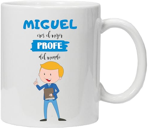 Taza Profesor Personalizada con nombre - El Mejor Profe del Mundo - Taza de Café/Desayuno - Regalos Originales para Profesores y Maestros - Cerámica 350 ml / 11oz (Profesor) - Paranoia Records