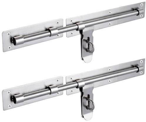 ASelected 2 Pcs Gate Bolt Lock 14 in(355Mm) Heavy Duty Door Lock Stainless Stee Gate Bolts for Garden Gate Stables Wooden Gates(Silver)