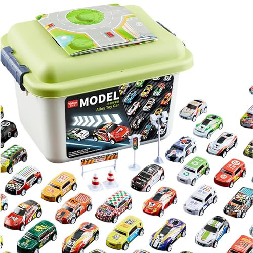 Muuzebsy For Kids, Racing Storage Box Car Set, 1:64 Scale Friction Powered Alloy, Pull Back Die Cast Metal Toy Car, Kids Vehicles Car Set, Model Vehicle Set For Todd-lers