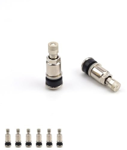 Reifen Ventil, WJUAN 8 Stück Auto Ventile Edelstahl Silber, 17 x 42 mm Universal Autoventil Hohe Sicherheit Auslaufsicher Abdichtung, für Auto, LKW, Motorrad