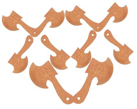 TEHAUX 10 Stück Holzschnitzerei Werkzeug Anhänger Wikinger Gravur Anhänger Ornamente Wikinger Anhänger Mini Beil Schlüsselanhänger Geldbörse Tasche Hängende