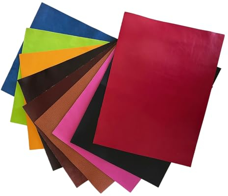MARBURGER Lederreste Lederstücke Bastelleder 1kg bunt - Größe 30 x 40 cm (Fast DIN A3) - gemischte Farben Beispielfotos - Reste Leder Stücke extragroß für Bastelarbeit
