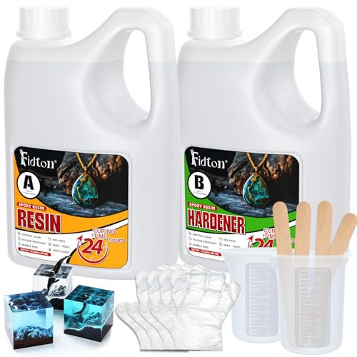 Epoxy Resin - 1 Gallon Resin Kits for Beginners, No Bubbles Crystal Clear for River Table, Craft Resin for Wood, Floor, Trays, Coaster, Tumblers - 2 Part Epoxy Resin Kit