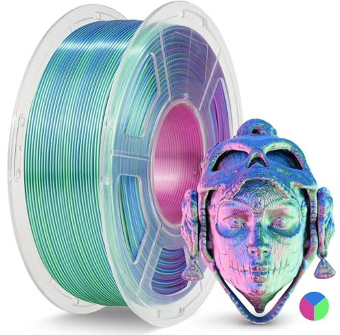 JAYO Silk PLA Filament 1.75mm 1.1kg,Silk Tri-Color PLA Grün/Lila/Blau | Seidenglanz & Einfach zu Drucken, Starke Schichtdeckung, Maßgenauigkeit +/- 0.02 mm Präzision für 3D-Drucker