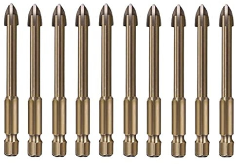 10pc 6mm multifunktionales Kreuz Dreieck Bohrer Set Fliesen Porzellan Bohrer Marmor Keramik Glas Ziegel Sechskantschaft Kreuz Speerkopf