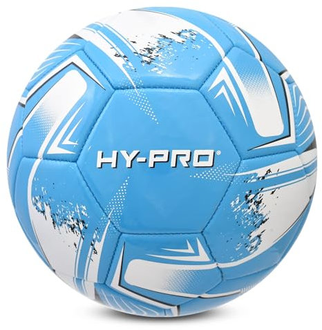 Hy-Pro Turbine Size 5 Football with PVC for Enhanced Grip - Ideal for Training & Matches in All Weather Conditions, Blue