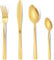 Otto Konig Besteck-Set, 32-teilig, für 8 Personen, Gold Edelstahl Besteck-Set, Messer Gabel Löffel Kaffeelöffel, Hochwertig, Modernes Design, Spülmaschinenfest, Hochglänzend, Korrosionsbeständig