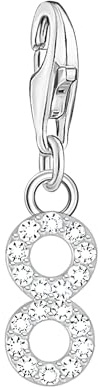 THOMAS SABO Charm-Anhänger Zahl 8 mit weißen Steinen Silber 925 Sterlingsilber