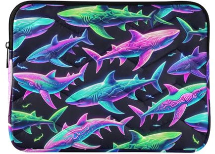 Neon Sharks Laptop Sleeve Laptop Sleeve 14 Inch Portable Electronic Device Cover