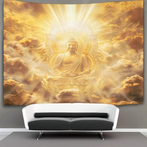 DHBANEIOK 3D Druck Buddha Statue Wandteppiche Poster Ornament Wandbehang Wandteppich Wanddeko Wandbehang Für Wohnzimmer Schlafzimmer Wohnheim Dekor Tapisseries 180cmx230cm