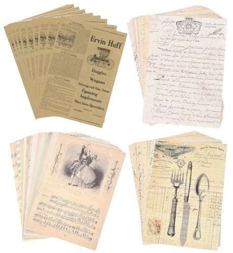 Vintage Deko Scrapbook Papier Zubehör, 120 Stk 14x20cm DIY Papier im Retro Stil Bastelpapier Washi Dekopapier Designpapier für Fotoalbum Tagebuch Notizbuch Sammelalbum Journal und Handwerk