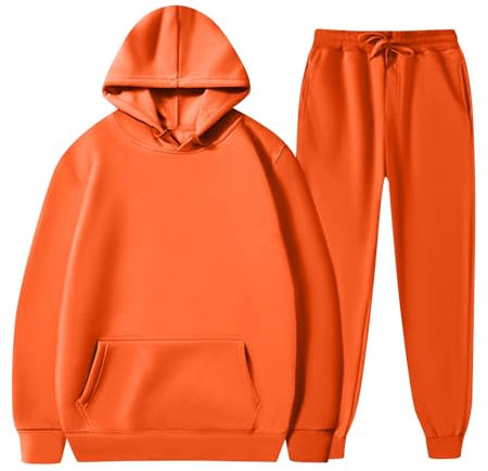 Generisch Angebote Tages Blitzangebote Heute,Hoodie Set Herren Sommer Anzug Set Hochwertiger Unisex Kapuzenpullover Und Jogginghose Set,Bequemes Sweatshirt In Für Freizeit Und Sport (Orange,M)