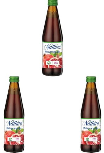 NATTURA Succo di Melograno Bio, Succo di Frutta Senza Zucchero con Melagrana e Mele Biologiche, Ricco di Antiossidanti e Polifenoli, Vegan, 330 ml (Confezione da 3)