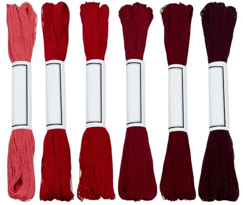 FREEBLOSS 300 iarda di Filo Sashiko 6 matasse di Cordoncino di Cotone Al 100% filo Da Ricamo Giapponese Sashiko Rosso Vino per Cucito A Mano Filo Spesso Sashiko per Forniture Da Ricamo Giapponesi