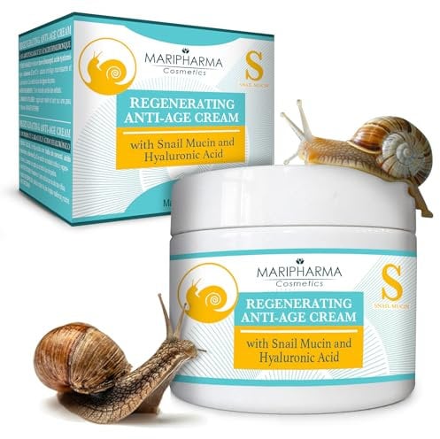 MARIPHARMA® Crema Viso Antirughe 150ml Con Bava di Lumaca e Acido Ialuronico, Formula Naturale ad Azione Antimacchia e Anti-Age con Vitamina C