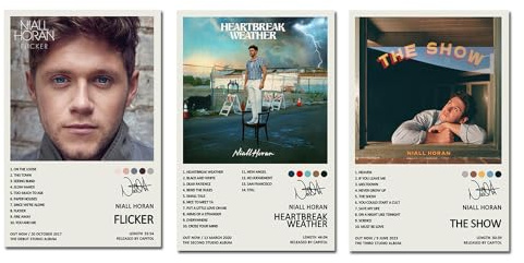 SPPEOUKJ Niall Horan Poster Albumcover Limited Edition Poster (3er-Set) ungerahmt 20 x 30 cm Leinwandposter Schlafzimmer Dekor Landschaft Büro Zimmer Dekor Geschenk