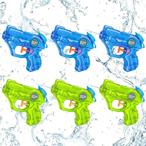 Quanquer Wasserpistole Kinder 6 Stück, Klein Spritzpistolen Reichweite 7 Meter 150ml, Sommer Wassertank Super Water Soaker Asserpistole für Spielzeug im Freien Strandpool Watergun (6er-Satz)