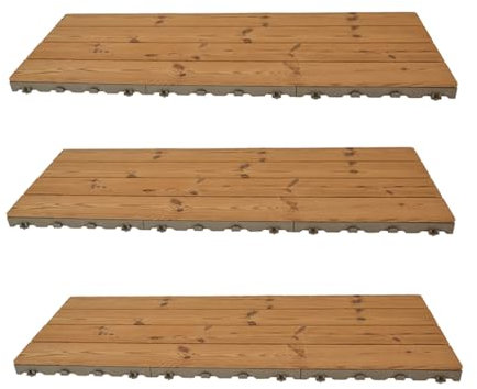 Onlywood Pavimento per esterno ad incastro STYLE 120x40x4,5 cm Extra Spessore in Legno Trattato Thermowood Massima Durata e Resistenza – 3 Piastrelle ad incastro da esterno con Posa Semplice e Veloce